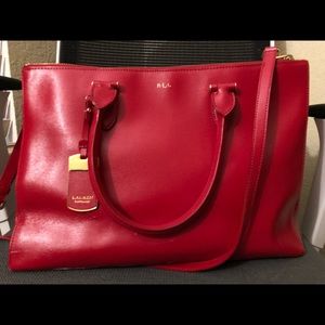 Lauren Ralph Lauren Newberry Double Zip Satchel in Red